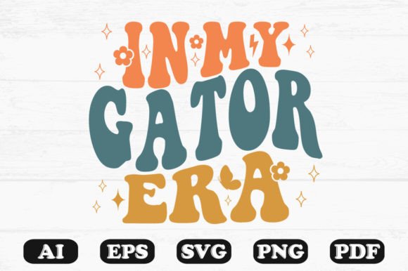 In My Gator Era Retro Wavy Svg T-shirt Graphics for Crafts