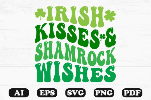 Irish Kisses and Shamrock Wishes Retro Graphics for Crafts